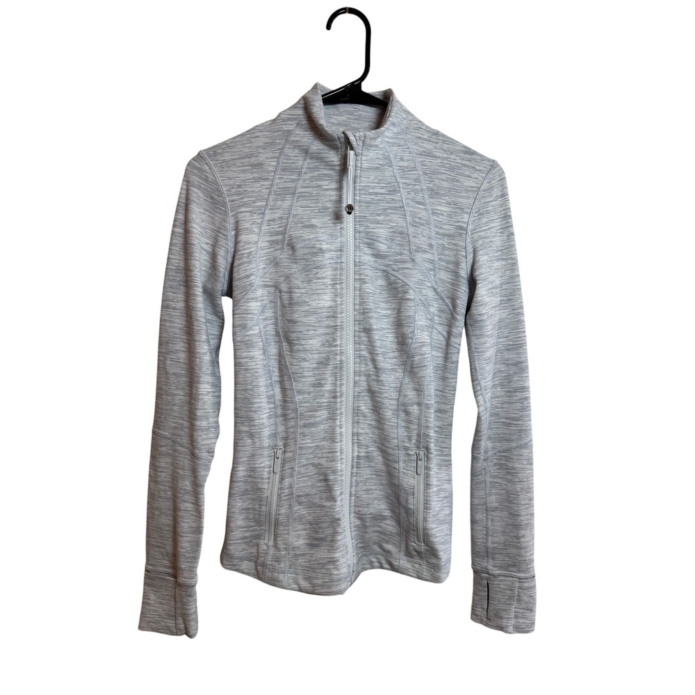 Lululemon Womens Size 4 Define Jacket Grey White Space Dye Full Zip Activewear